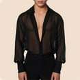 thumbnail image 2 of oqasdz T Shirts for Man Sheer Mesh Button Up Shirt See Through Long Sleeves Tee Top, 2 of 9