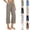 27# Beige, variant on Linen Capri Pants for Women 2026 Summer Plus Size Elastic High Waist Wide Leg Capris Casual Loose Beach Cropped Trousers Navy M