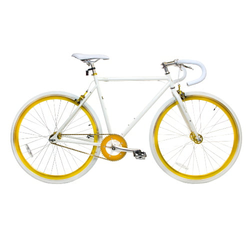 white and gold bike