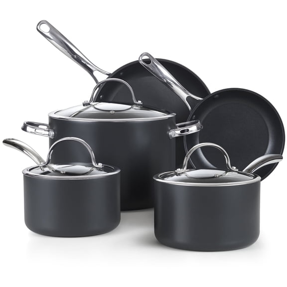 Cooks Standard Hard Anodized Nonstick Cookware Sets, 8-Piece Pots and Pans Set Nonstick Cooware, Black