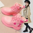 thumbnail image 5 of Yindaity Toddler Girls Boots Little Kid Shoes Short Boots Girls School Leather Shoes (Pink,11-11.5 Years), 5 of 5