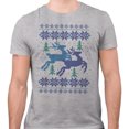 thumbnail image 2 of Reindeer Christmas Cross Stitch Shirt Unisex 3X-Large Grey, 2 of 5
