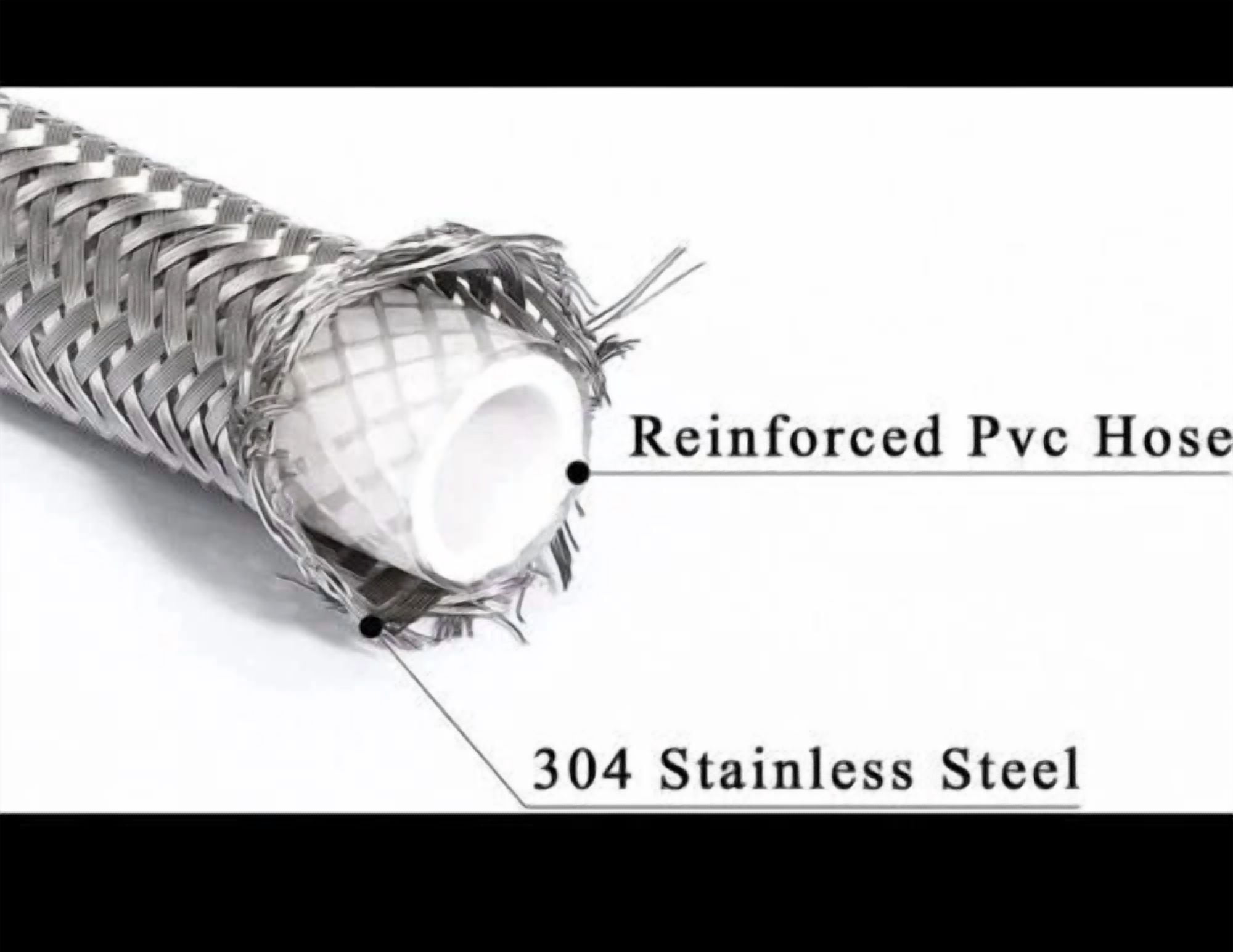 Refregerator Stainless Braided Ice Maker Supply Line 1/4" X 1/4" Comp X 72" 6'