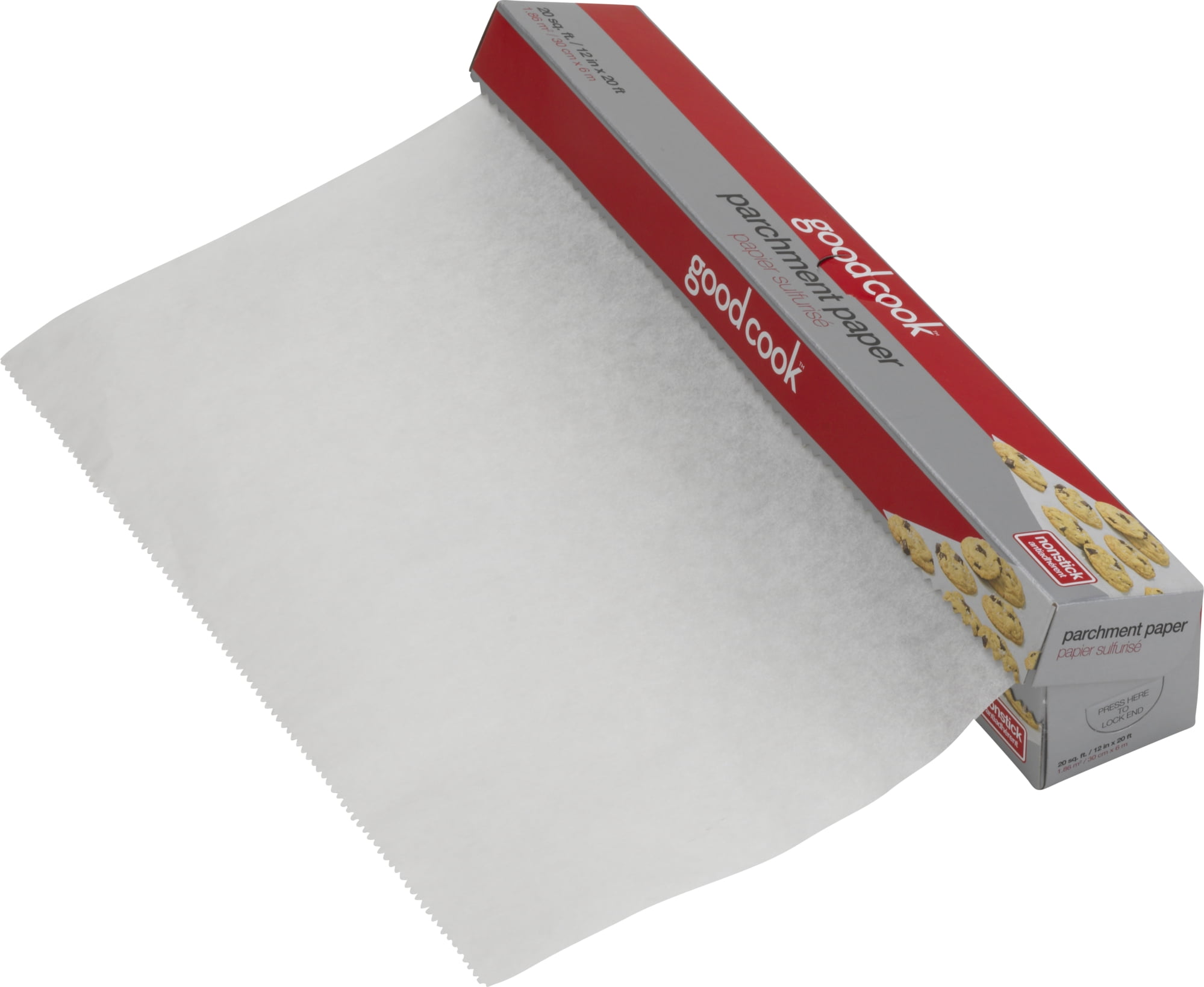 GoodCook 12 x 20 (20 Sq. ft.) Heat-Safe Parchment Paper Roll in Dispenser  Box, White 