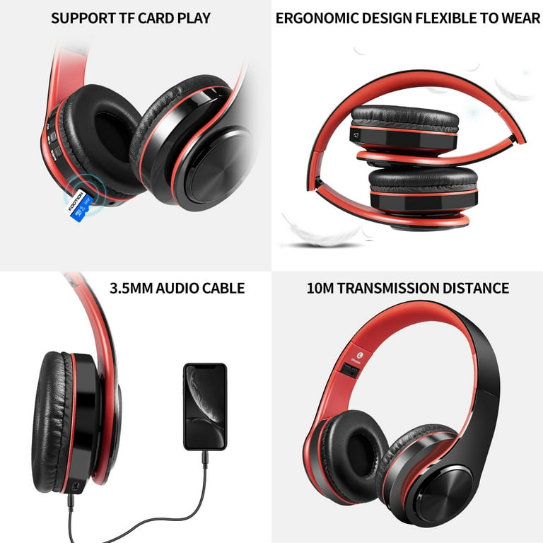 Wireless Bluetooth Headphones Stereo Foldable Sport Earphone Colorful Music  Earphones with Mic Support TF Card Phone Calls Black
