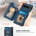 thumbnail image 5 of SaniMore for Google Pixel 6 Pro Wallet Case, [RFID Blocking] Elastic Card Slot Vehicle Magnetic PU Leather Ring Holder & Lanyard Stand Money Pocket Protective Cover for Google Pixel 6 Pro, Blue, 5 of 12
