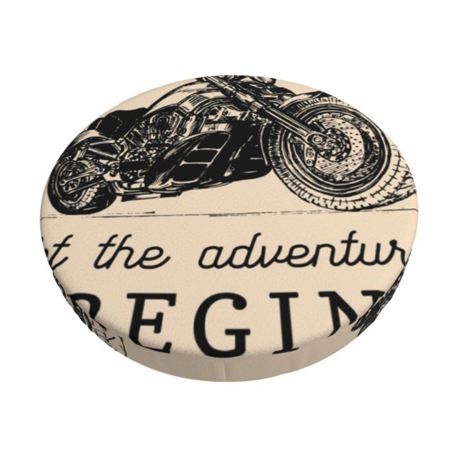Saiise Housse de Tabouret de Bar Imprimée "Let The Adventure Begin", Coussin de Siège Rond pour Tabourets en Bois et Métal, Confortable et Durable - 14 Pouces