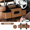 thumbnail image 6 of 3 in 1 Back Seat Organizer, 2026 Upgraded Multifunctional Car Seat Back Storage Box, Car Organizers and Storage Box with 2 Cup Holders, with Tissue Boxs and Hook, Drink Holder for Car (Brown), 6 of 7