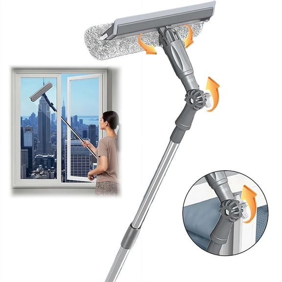 Window Cleaning Equipment, Adjustable Long Handle Professional Shower Glass Window Washing Brush, Multi-functional Wall Cleaner Duster for Home Indoor Outdoor Mirror Car Windshield