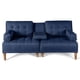 thumbnail image 3 of Sofá Cama de Lino Azul Makora Con Portavasos Modelo Queen, 3 of 8