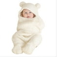 thumbnail image 3 of Saco de dormir para bebé de forro polar cálido con pies Manta para bebé recién nacido Orejas con capucha Saco para envolver Cochecito Cuna Saco de dormir Saco Fotografía Prop para 0-6 meses Ormromra LRWJ149-2, 3 of 5