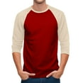 thumbnail image 6 of Resicozy Men's 3/4 Sleeve Shirts Crew Neck Casual Fashion Soft Vintage Workout Athletic Classic Fitted Tee Shirt Red L, 6 of 7