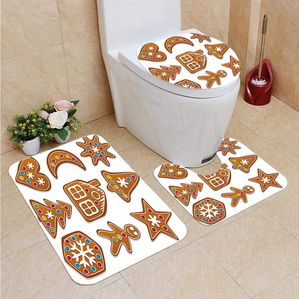 Door Mat Bathroom Rug Bedtoom Carpet Bath Mats Rug Gingerbread man and candy 