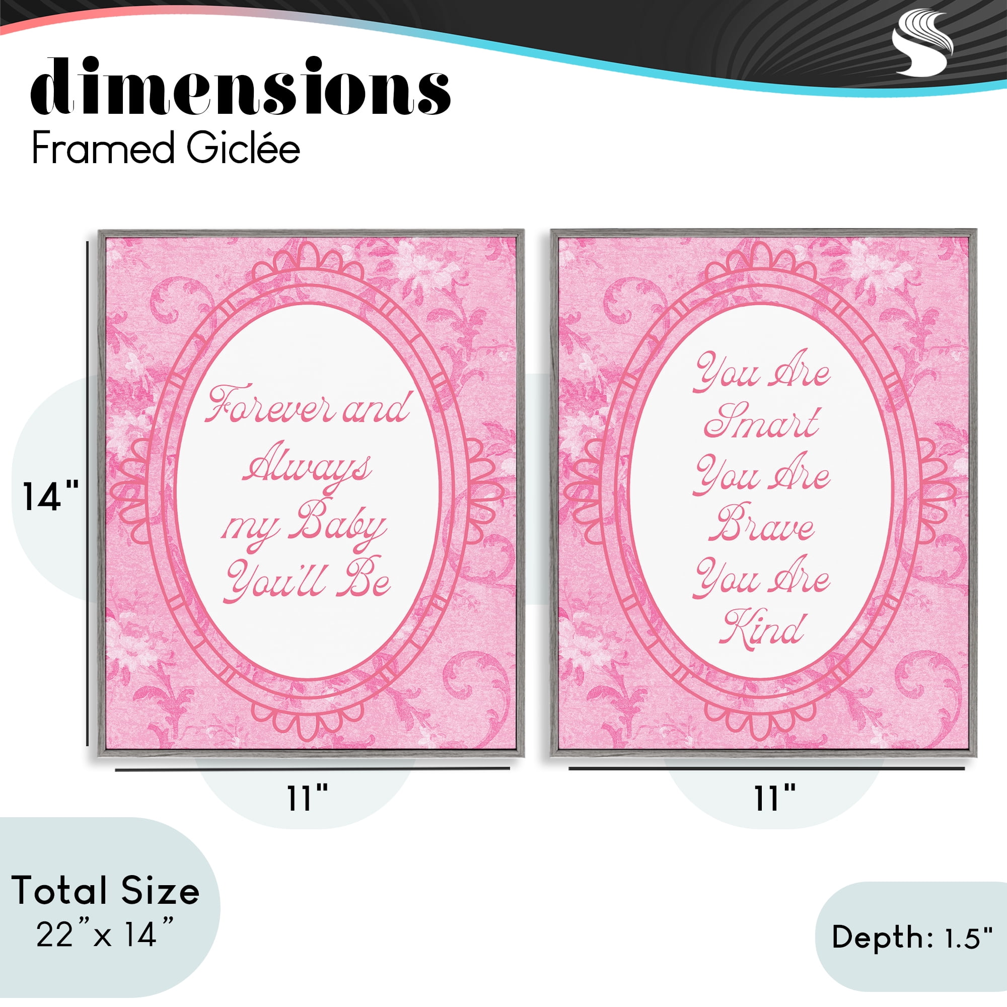Stupell Industries Loving Pink Ornate Phrases 2 Piece Gray Framed Giclee Art Set, design by Lil' Rue