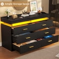 thumbnail image 5 of Afuhokles 6 Drawers Dresser with LED Lights and Charging Station, Modern Storage Tower Dressers and Chests of Drawers and Open Cubby, Black, 5 of 7