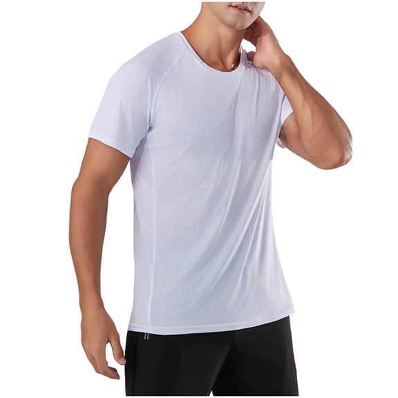 cfhntfmh Men's Summer Running T-Shirts Quick Dry Athletic Workout Shirts Gym Tee Tops Short-Sleeve Performance Tops