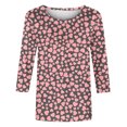 thumbnail image 4 of WREESH Women's 3/4 Sleeve T Shirts Valentine's Trendy Printed Blouses 2025 Spring Summer Casual Pullover Tops Gray, 4 of 5