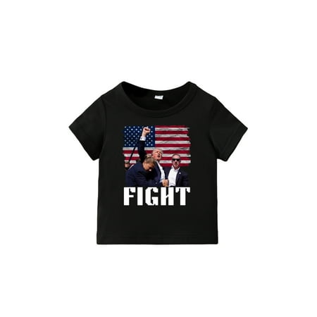

NUIDARAIO Toddler Girls Boys Summer Casual Tops Short Sleeve Crewneck Letter Flag President Print T-shirt