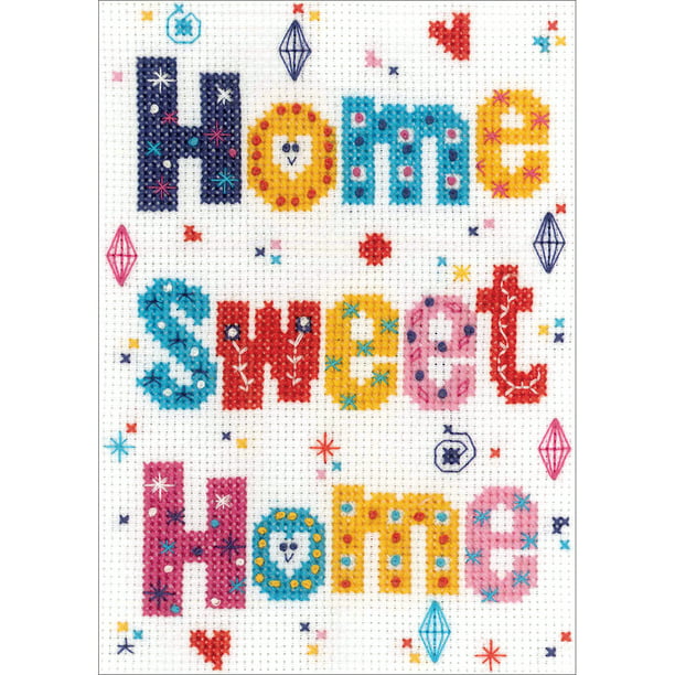 Home Sweet Home Counted Cross Stitch Kit, 5" x 7", 14-Count - Walmart