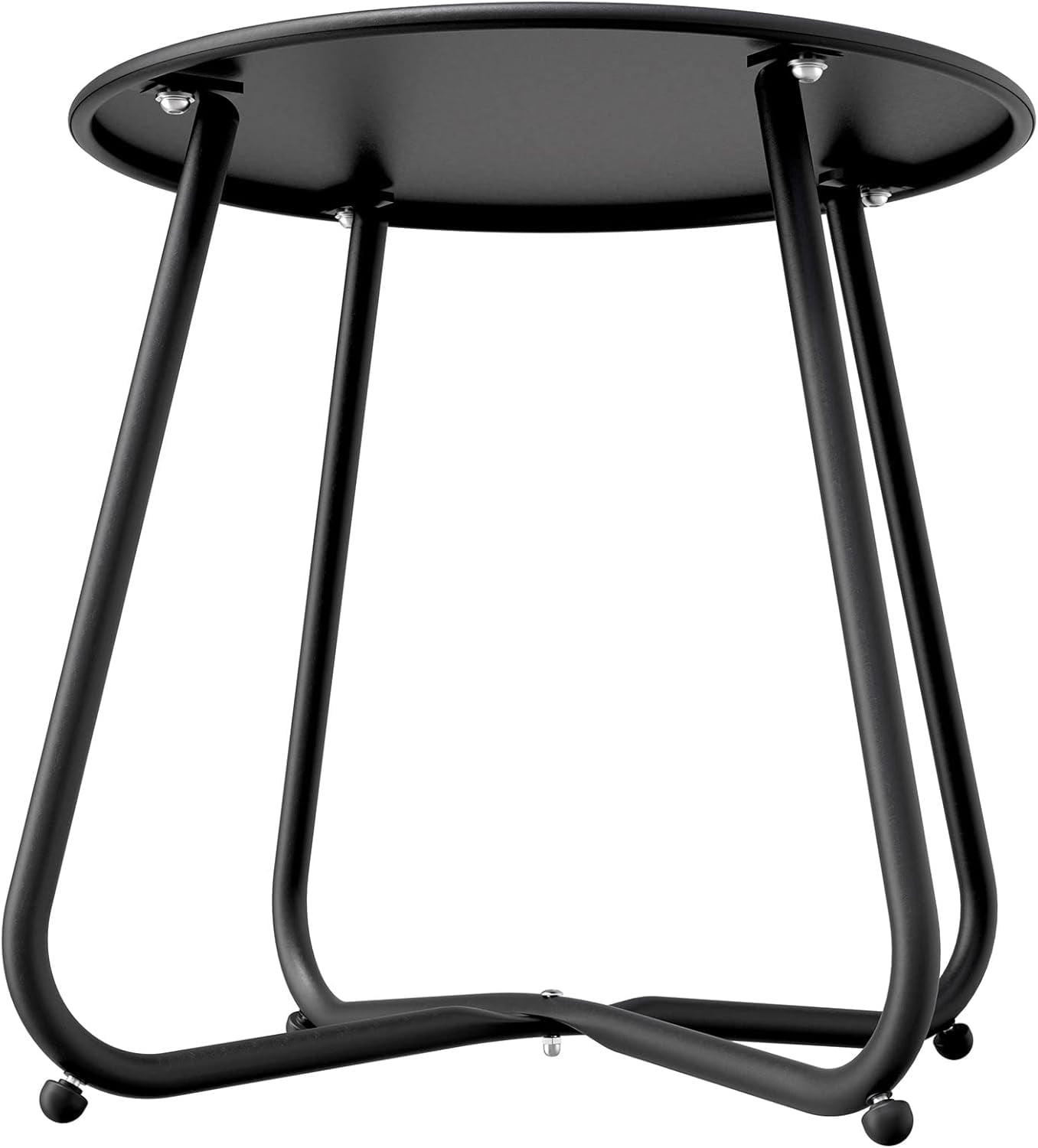 ACCVER Outdoor Side Table, 18-inch Small Round Side Snack Table with Adjustable Feet, Anti-Rust Metal End Accent Table for Patio Porch Balcony, Black