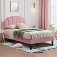thumbnail image 6 of VECELO Twin Upholstered Platform Bed Frame, Height Adjustable Nailhead Trim Headboard, Easy Assembly/No Box Spring Required, Pink, 6 of 8