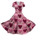 thumbnail image 2 of LWavelet Valentine's 2026 Red-Pink Crochet Heart & Flower Dress, Women's V-neck Short Sleeve Fitted Waist A Line Flowy Sundresses Deep Red S, 2 of 4