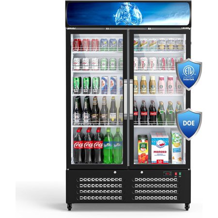 28 Cu Ft Commercial Merchandiser Refrigerator for Beverage,Glass Door Upright Display Fridge with Front LED Light