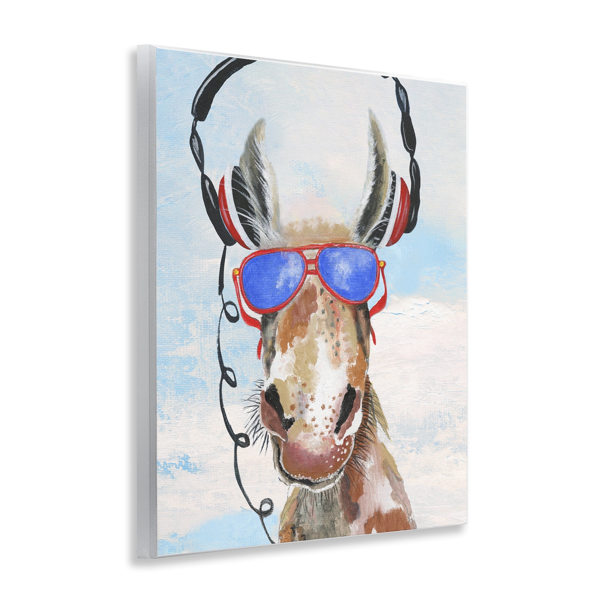 Stupell Industries Donkey Wearing Headphones Wall Plaque Art, design by Janet Tava