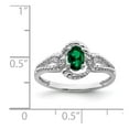 thumbnail image 3 of White Sterling Silver Ring Band Gemstone (05) May Emerald, Lab Created Oval Green Diamond Round, 3 of 3