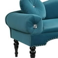 thumbnail image 5 of 54" Velvet Loveseat Sofa,Upholstered 2 Seater Couch with 2 Round Pillows, Accent Sofa Couch with Nailhead Trim and Roll Arm, for Living Room Bedroom Apartment, Teal, 5 of 6