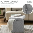 thumbnail image 3 of Simplify Faux Linen Folding Storage Ottoman Cube, Gray, 3 of 8