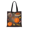 thumbnail image 1 of JSDART Sac Fourre-Tout en Toile Marron de l'Action de Grâce Dinde Citrouille Légumes Récolte Maïs Sac à Provisions Réutilisable, 1 of 1