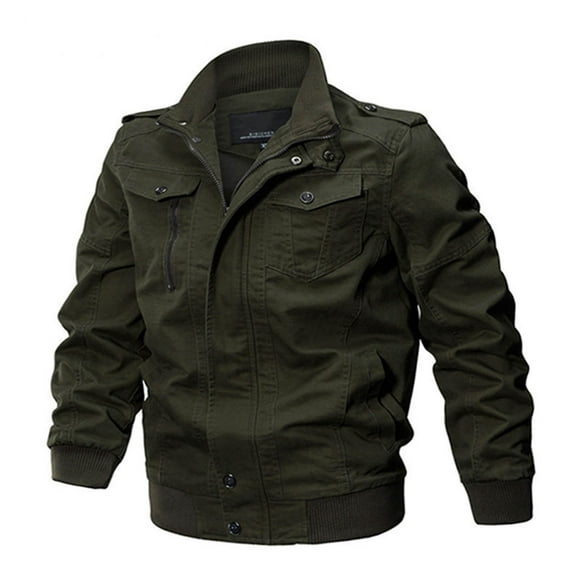 Outfmvch Jackets for Men Autumn Winter Military Clothing Zipper Pocket Loose Breathable Coat Womens Tops Cardigan for Men Army Green