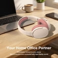 thumbnail image 4 of Rirool Bluetooth Over-Ear Headphones, Wireless Foldable Headset with HiFi Stereo Deep Bass, 12H Playtime, Built-in Mic, Soft Protein Earpads for Travel, Home, Office & Cellphone, Cream Pink, 4 of 8