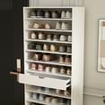 thumbnail image 4 of KULAGAGA 13 Tiers Shoe Organizer Rack, Wooden Narrow Shoe Tower with Drawer for Entryway, White, 4 of 7