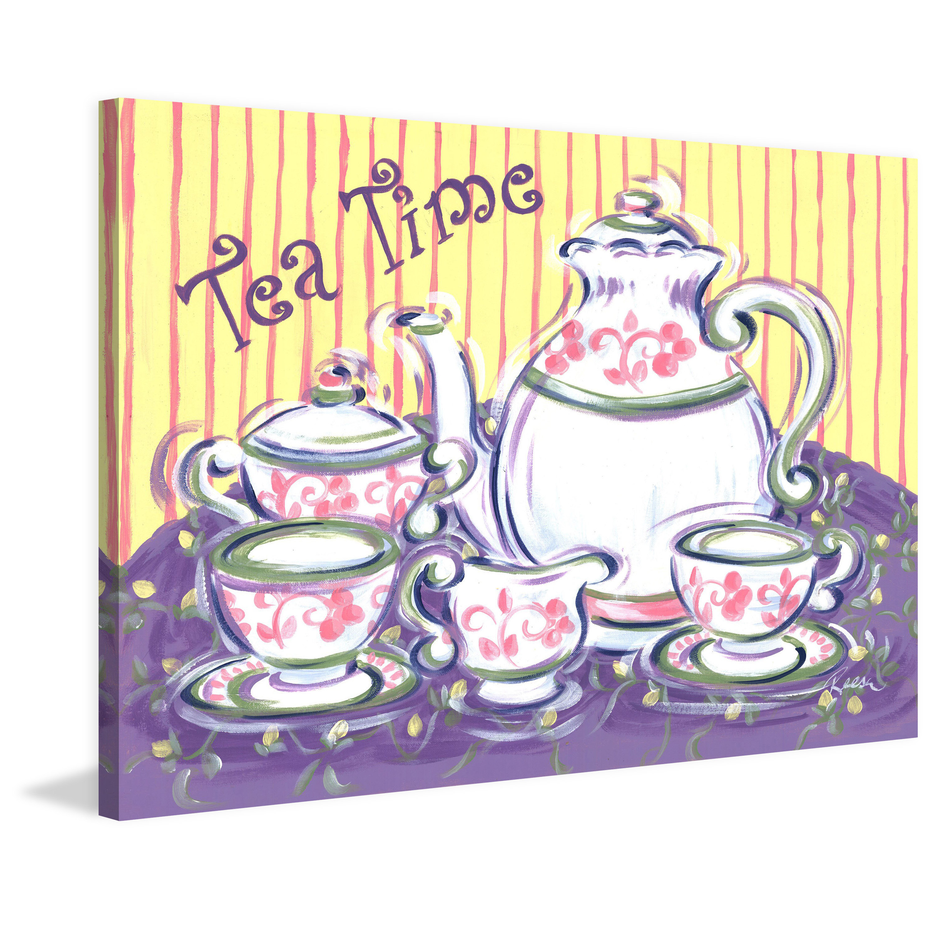 Marmont Hill "Tea Time" by Reesa Qualia Painting Print on Wrapped Canvas