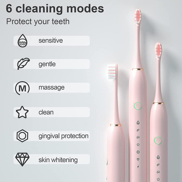 Flying Ideas Electric Toothbrush for Adults Kids with 4 Brush Heads, 6  Modes, 2 Minutes Smart Timer White - Walmart.com