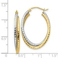 thumbnail image 4 of Primal Gold 14K Two Tone Gold Diamond Cut Oval Hoop Earring, 4 of 4