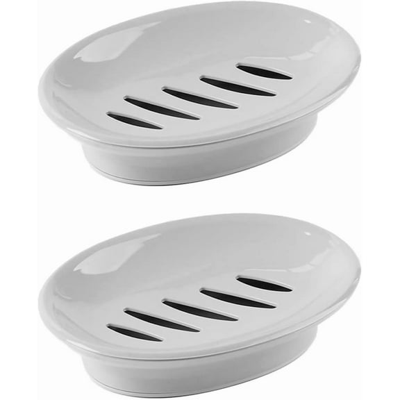 2 Pack Soap Dish with Drain Soap Holder, Easy Cleaning Soap Saver Dry Stop Mushy Soap Tray for Shower Bathroom Kitchen