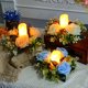 thumbnail image 1 of ¡Rebajas Grandes!, Candelabros de flores simuladas, coronas de flores, decoraciones para la mesa del comedor, vasos para velas con forma de rosa, accesorios decorativos para el estado de ánimo, 1 of 7
