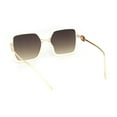 thumbnail image 4 of Lion Emblem Diva Oversize Rectangle Butterfly Luxury Fashion Sunglasses Ivory Gold - Brown, 4 of 4