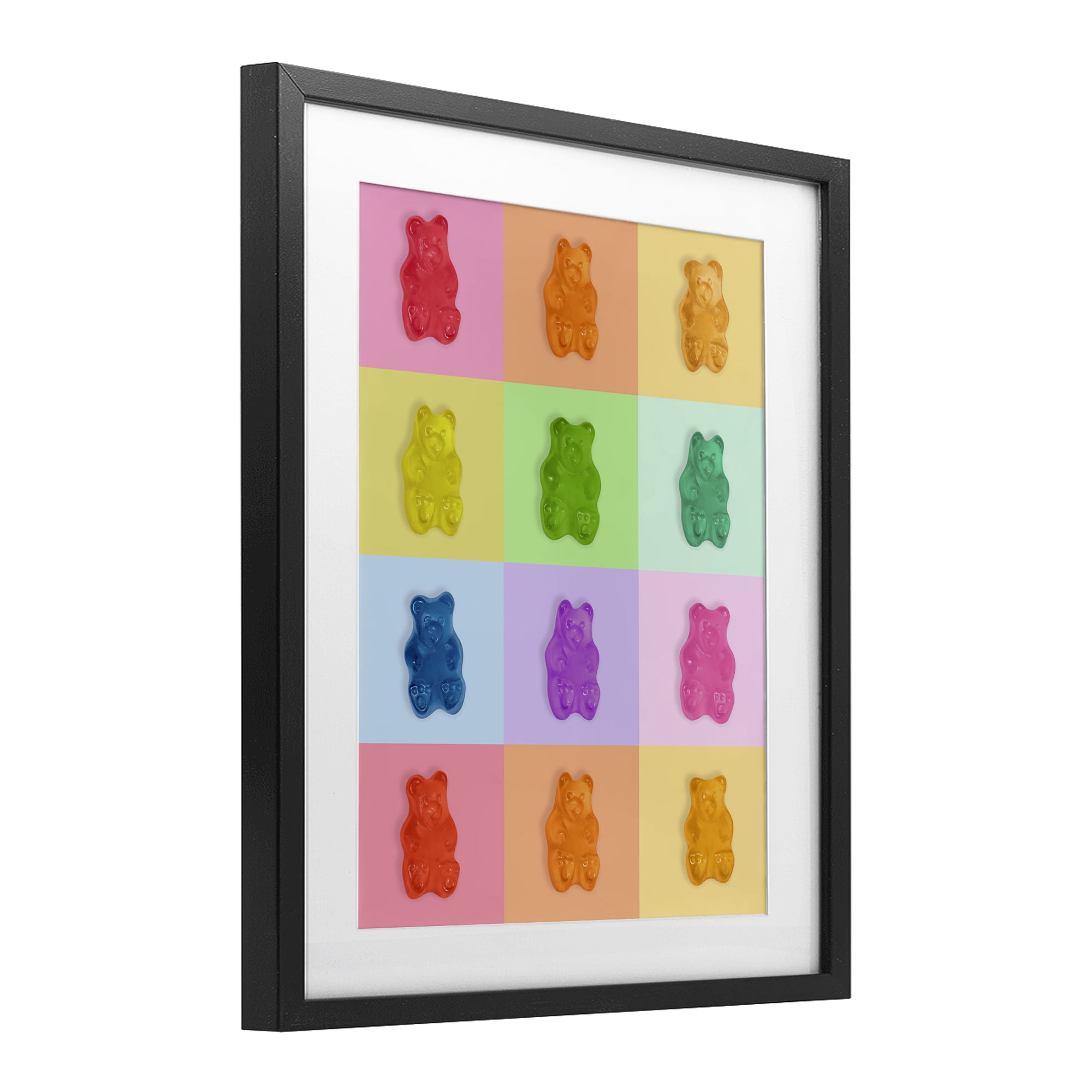 Stupell Industries Rainbow Gummy Bear Candy Grid Black Framed Print Under Glass, design by LISH Creative