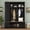 Black, variant on Farmhouse Hall Tree with Shoe Storage Bench and 5 Hooks, Entryway Coat Rack with Storage Cabinet and Drawers, Freestanding Organizer for Hallway Mudroom Living Room, Black
