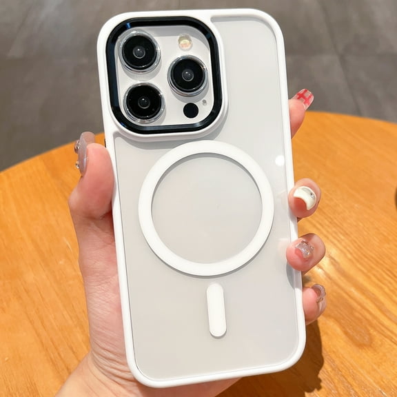 Dteck Magnetic for iPhone 15 Case, Compatible with MagSafe, Shockproof Military-Grade Protection Slim Non-Slip Clear Phone Case for iPhone 15,White