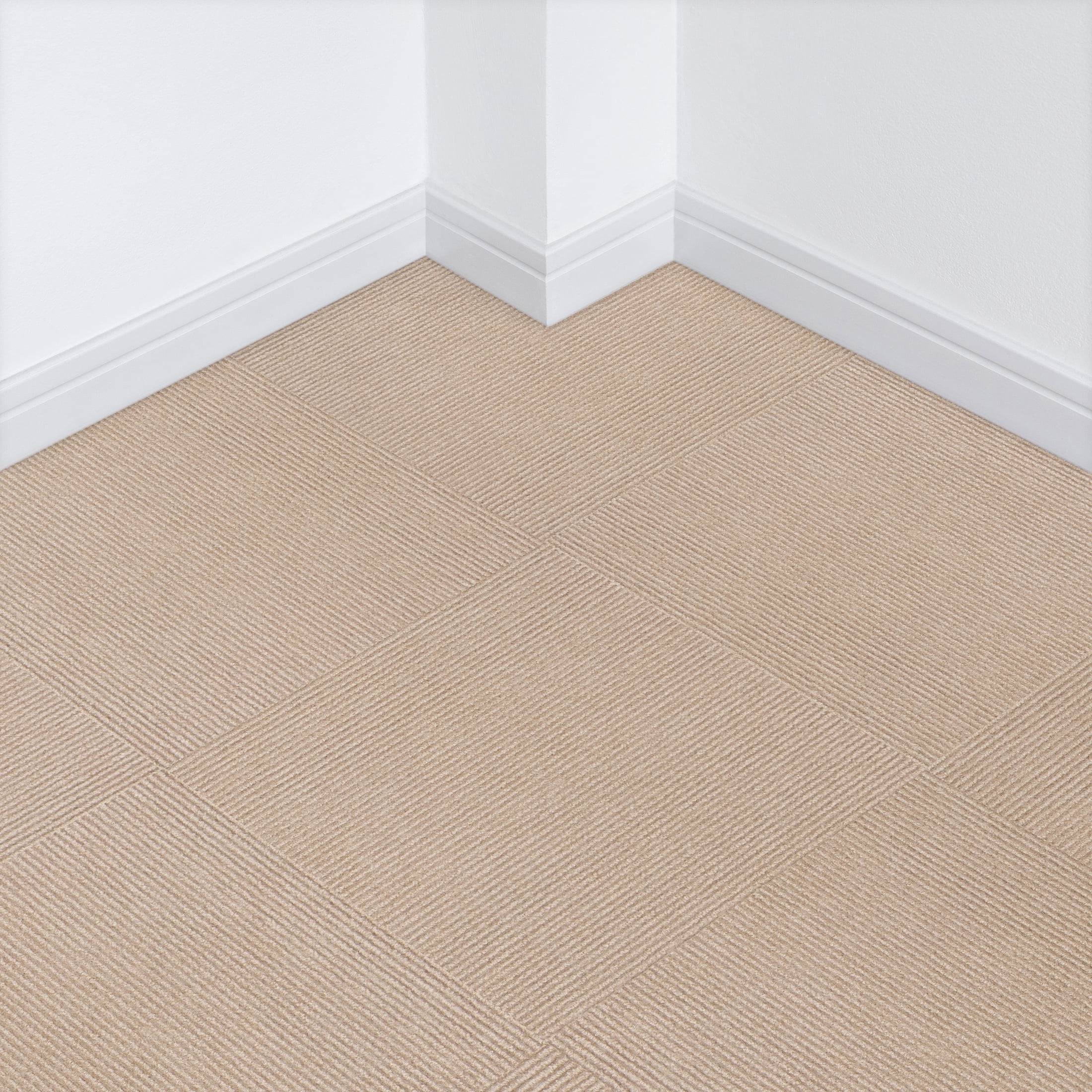 EAZY Floor French Broad Beige Peel-and-Stick Polyester Carpet Tiles for Versatile Areas 22.5 sq ft 10 Tiles Per Box