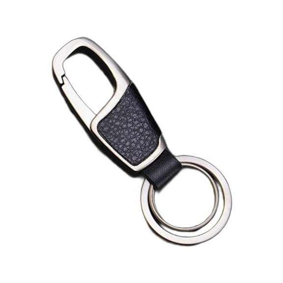 DESIGNICE Keychain for Men Metal Leather Trim Key Chains Men Creative Gift Car Key Chain Silver