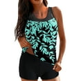 thumbnail image 3 of Jinhomg Womens Swimsuits Two Pieces Tankini Swimsuits Lightweight Comfy Sleeveless Tank Tops with Shorts Summer Vacation Beach Bathing Suits Green M, 3 of 9