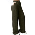 thumbnail image 3 of Womens Ribbed Wide Leg Lounge Pants with Pockets Comfy Loose Soft Knit Pants with Drawstring Green S, 3 of 10