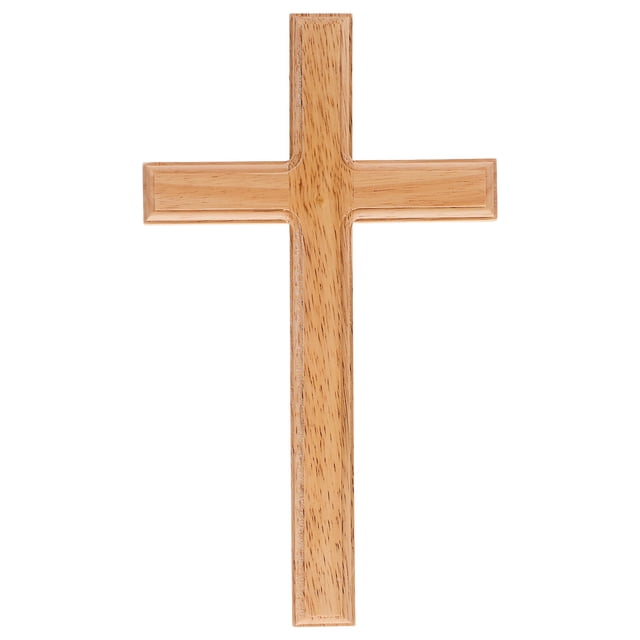 Cruz de pared de madera con agujero trasero, cruz de pared colgante de madera, decoración religiosa