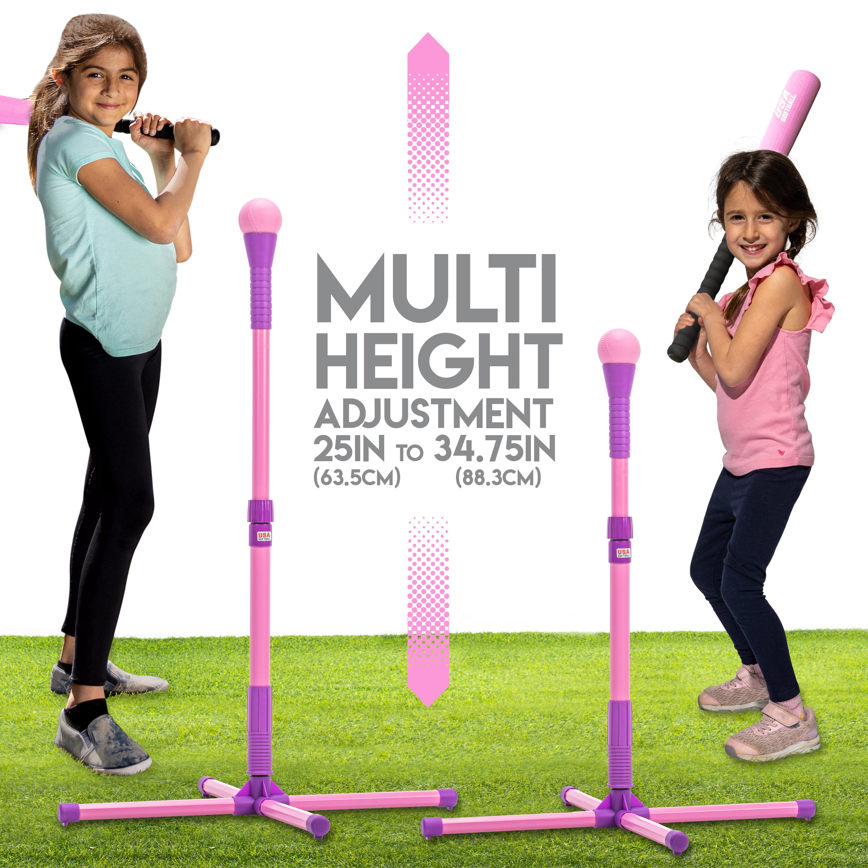 Franklin Sports USA Softball XT Adjustable Batting Tee Set with Bat + Ball, 23-33 in